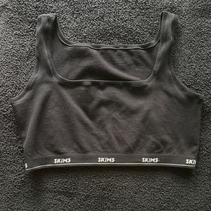 Skims Logo Rib Scoop Bralette Onyx Size 3X New